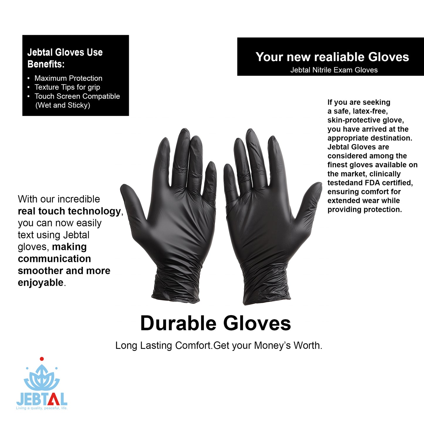 Jebtal Food Grade Gloves Case (10 boxes, 100), Free Shipping